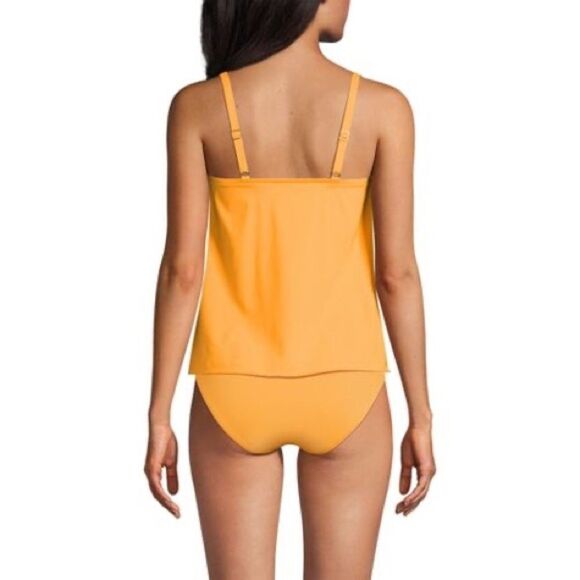 Land's End Tankini Top Tulip hem V Neck Strappy adjustable Soft Cloud Blue Var - Picture 5 of 6